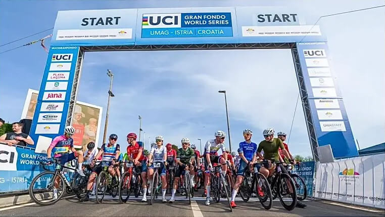 Cyclists at Istria Gran Fondo Umag