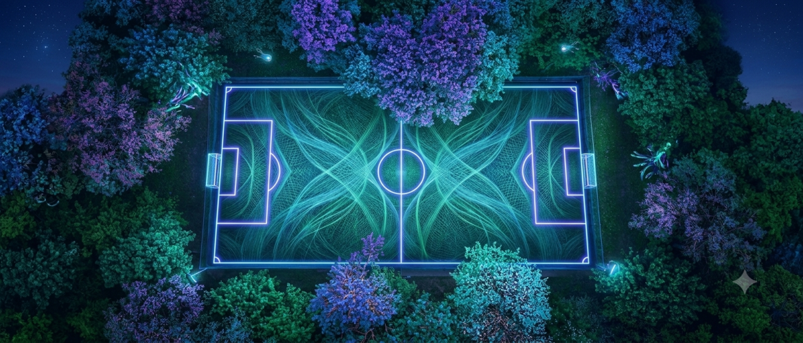 Umag Trophy – football pitch surrounded by illuminated trees